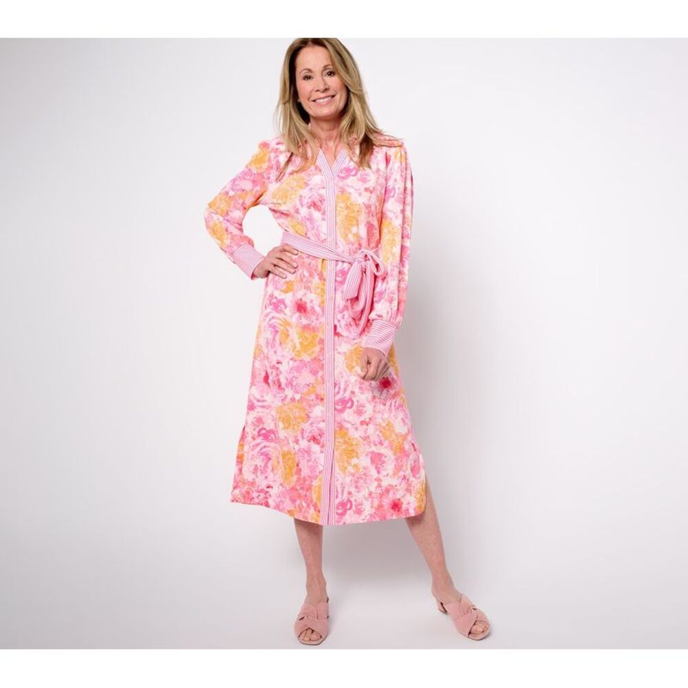 SUNNYLiFE Women's Dress Sz M Pebblette Long Sleeve Midi Multi-colored